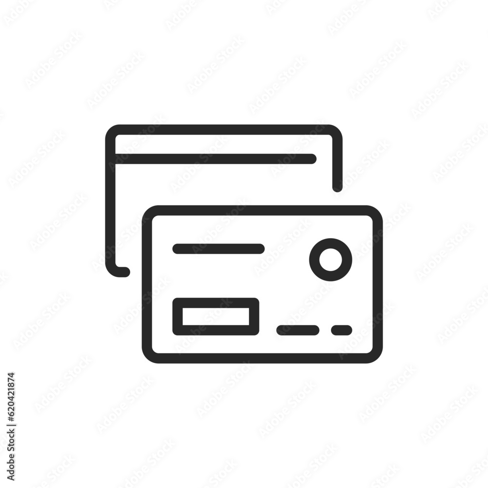 Bank Credit and Debit Card Icon. Vector Linear Editable Sign for Financial Transactions, Online Payments and Online Shopping. Bank Credit and Debit Card Icon. Vector Linear Editable Sign for Financial Transactions, Online Payments and Online Shopping.