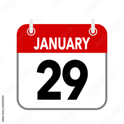 29 January, calendar date icon on white background.