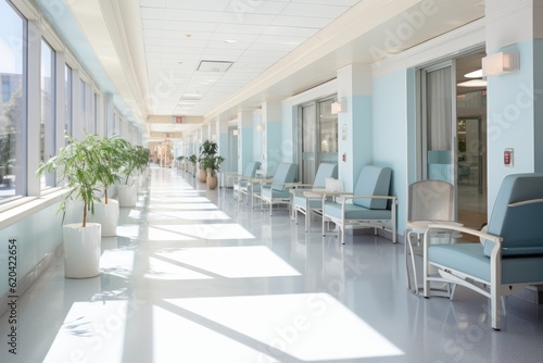Hospital Hallway Natural Light, Generative AI © fahmy