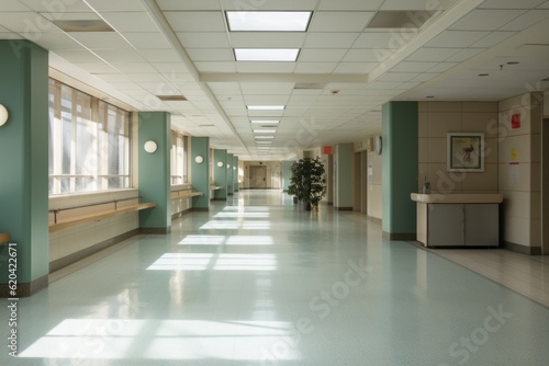 Hospital Hallway Natural Light, Generative AI