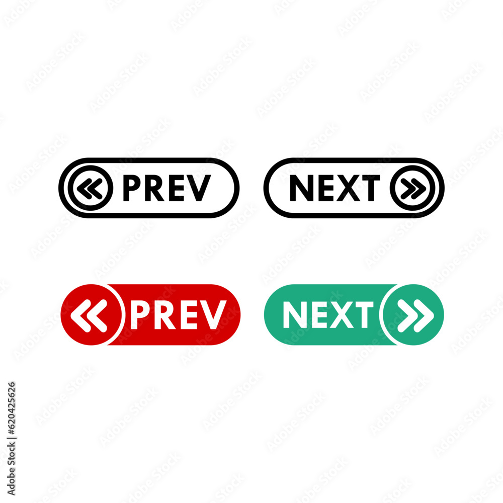 Previous and next button design logo template illustration