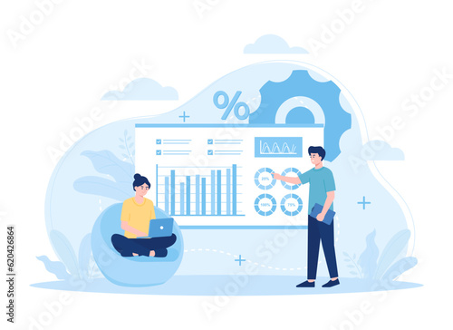 Data analyst improvement presentation trending concept flat illustration