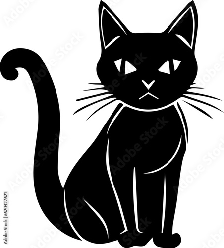 black outline of hand drawn cat simple vector 