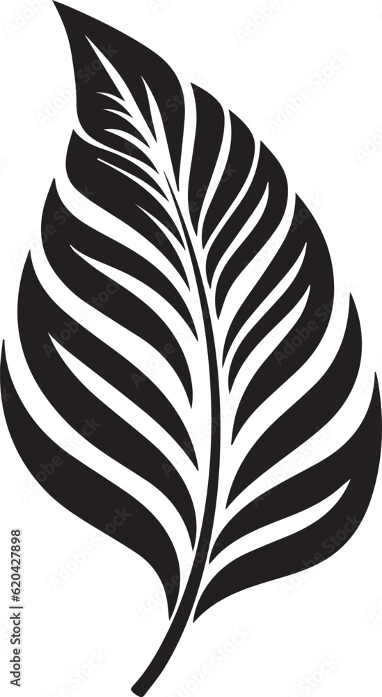 Obraz premium Simple leaf Black And White, Vector Template Set for Cutting and Printing