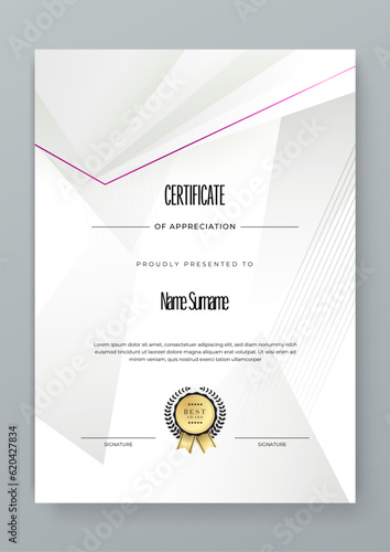 Vector abstract white grey certificate template concept