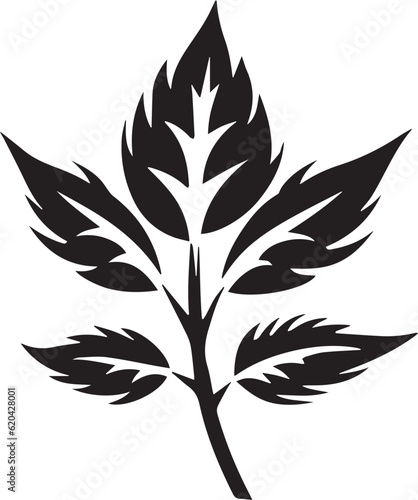 Sunflower Leaf Black And White, Vector Template Set for Cutting and Printing © ACE STEEL D