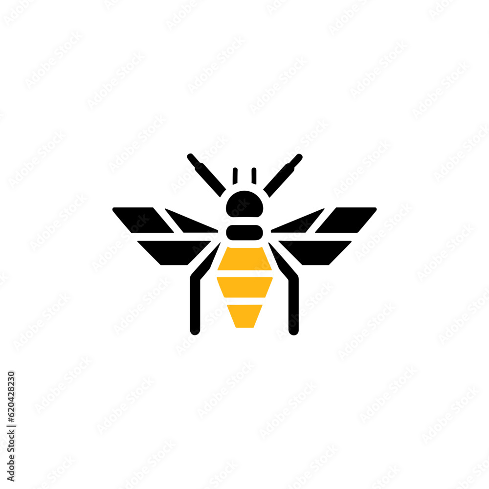 Geometric Bee Logo Illustration. Black and yellow isolated on white Geometric Bee Logo Illustration. Black and yellow isolated on white