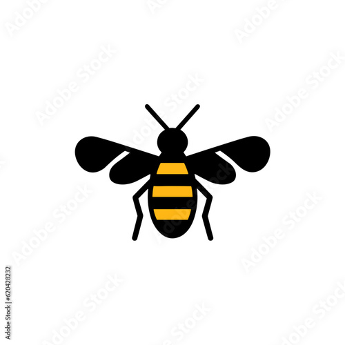 Geometric Bee Logo Illustration. Black and yellow isolated on white