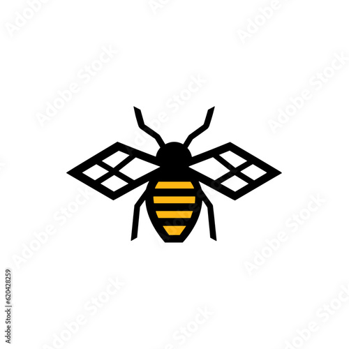 Geometric Bee Logo Illustration. Black and yellow isolated on white