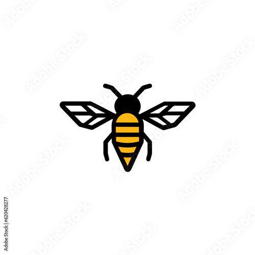 Geometric Bee Logo Illustration. Black and yellow isolated on white