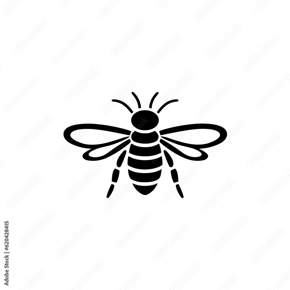 Geometric Bee Logo Illustration. Black and yellow isolated on white Geometric Bee Logo Illustration. Black and yellow isolated on white