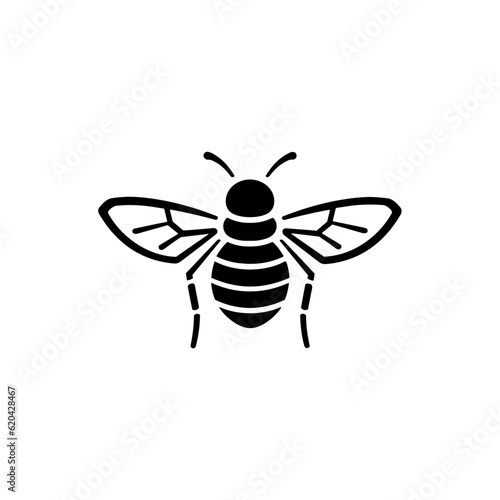 Geometric Bee Logo Illustration. Black and yellow isolated on white