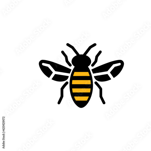 Geometric Bee Logo Illustration. Black and yellow isolated on white