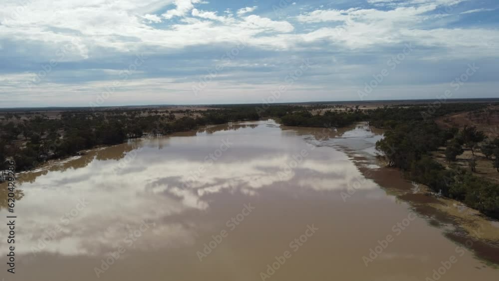 Flying over a lake in the Outback of Australia showing the reflections of the clouds. Flying over a lake in the Outback of Australia showing the reflections of the clouds.