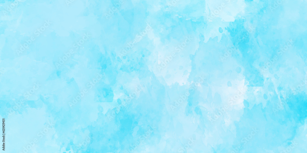  Light blue watercolor background. Abstract blue-sky background with cloud. Soft sky-blue Classic hand-painted aquarelle watercolor background.
