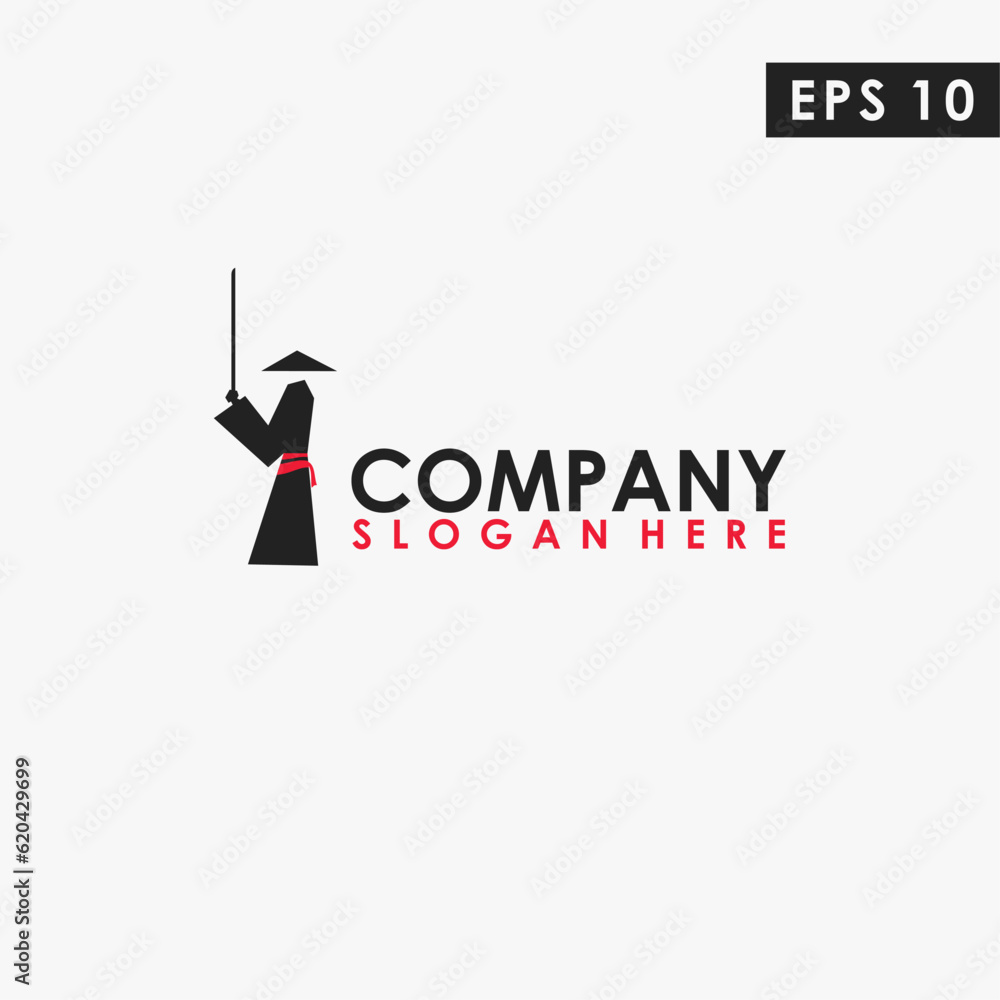 Samurai Ronin Logo Design Vector Template. Modern Design. Vector Illustration Samurai Ronin Logo Design Vector Template. Modern Design. Vector Illustration