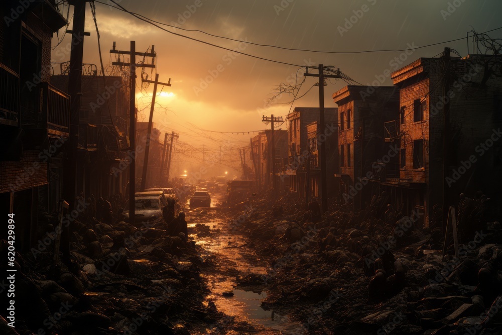 Zombie Town Natural Light, Generative AI Zombie Town Natural Light, Generative AI