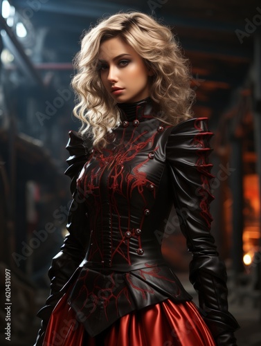 Young beautiful girl cosplay vampire dracula