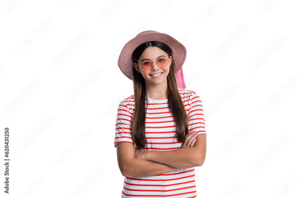 photo of summer stylish glad teenager girl wearing striped tshirt. photo of summer stylish glad teenager girl wearing striped tshirt.