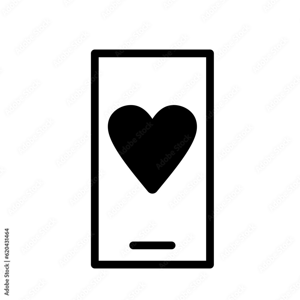 smartphone icon with heart shape smartphone icon with heart shape