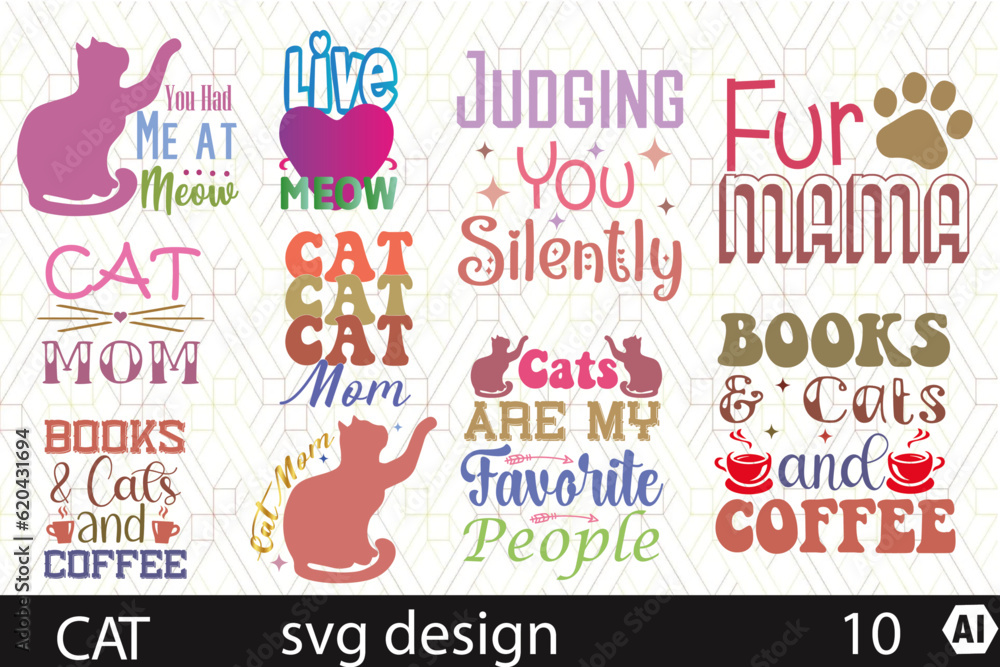 cat svg design bundle 