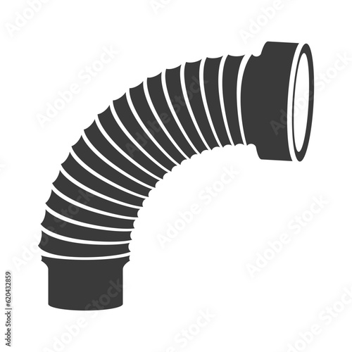 Corrugated pipe for toilet glyph icon isolated on white background.Vector illustration.