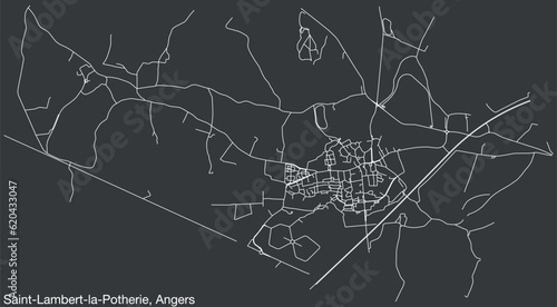 Detailed hand-drawn navigational urban street roads map of the SAINT-LAMBERT-LA-POTHERIE COMMUNE of the French city of ANGERS, France with vivid road lines and name tag on solid background