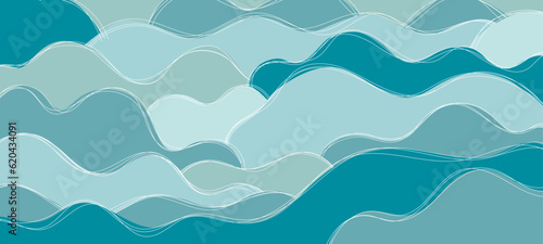 sea waves pattern. abstract wave background. Blue water wave line deep sea pattern background banner vector illustration.