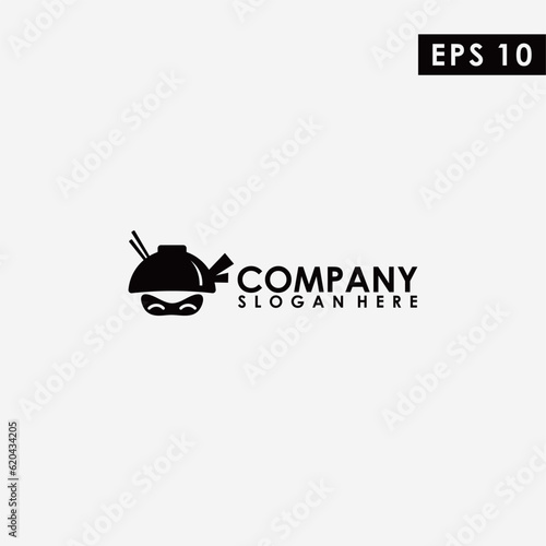 Black Ninja Head Logo Design Vector Template. Modern Design. Vector Illustration