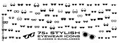 Icon set of stylish and funky eyewear