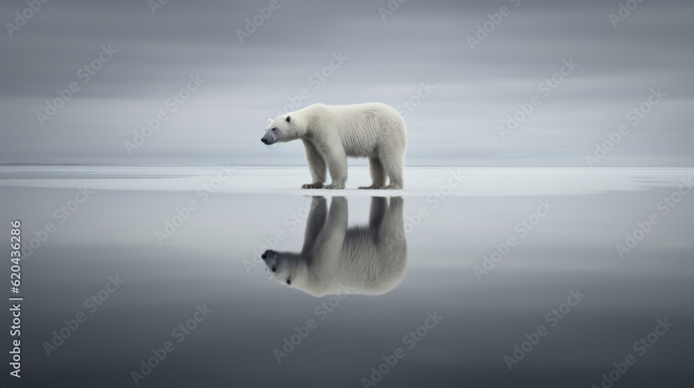 Polar bear (Ursus maritimus) on the north pole. Generative AI
