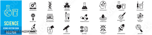 Science line icons set collection vector illustration.
