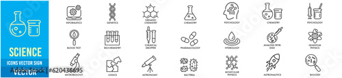 Science line icons set collection vector illustration.