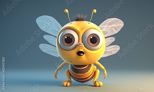 Adorable baby bee with big eyes and colorful wings. Creating using generative AI tools