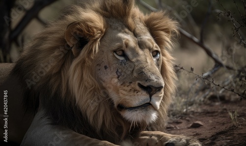 The lone lion lies panting after the chase Creating using generative AI tools