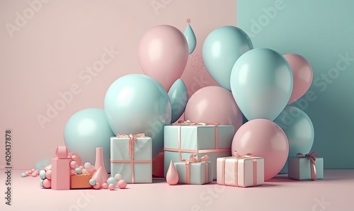 Celebrate with a dreamy pastel balloon background, perfect for any occasion Creating using generative AI tools