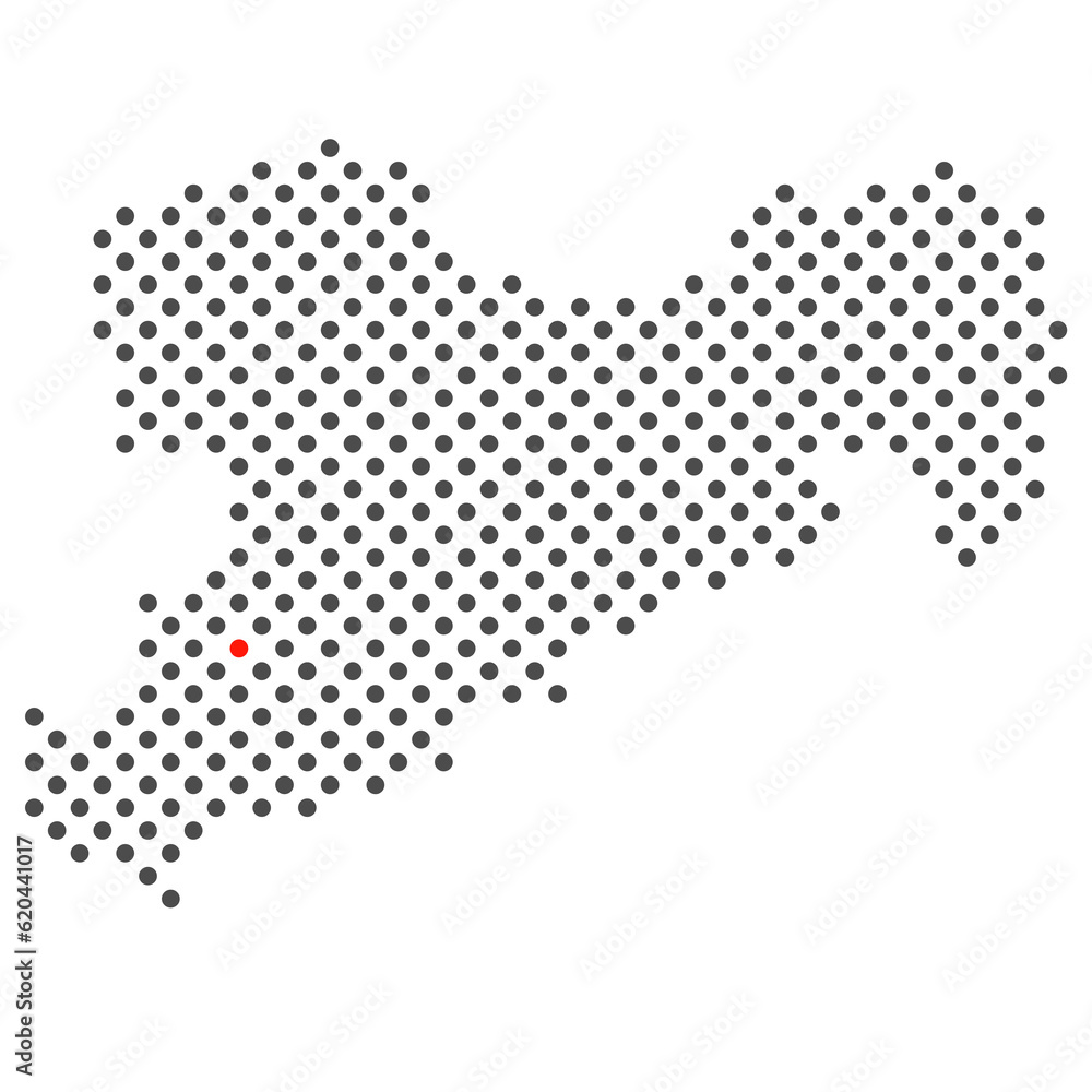 Zwickau im Bundesland Sachsen: Karte aus dunklen Punkten mit roter Markierung Zwickau im Bundesland Sachsen: Karte aus dunklen Punkten mit roter Markierung