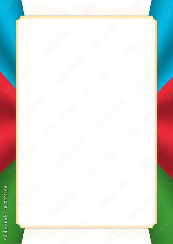 Vertical  frame and border with Azerbaijan flag