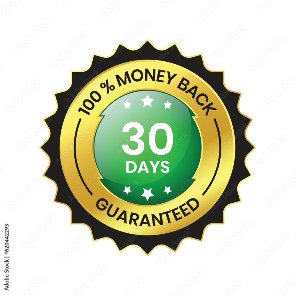 Glossy 30 Days Money Back Guarantee, Full Refund Guarantee, 100 Percent Refund Badge, Quality Assurance Badge, Reliability In Business And Services Online And Offline Design Element Glossy 30 Days Money Back Guarantee, Full Refund Guarantee, 100 Percent Refund Badge, Quality Assurance Badge, Reliability In Business And Services Online And Offline Design Element