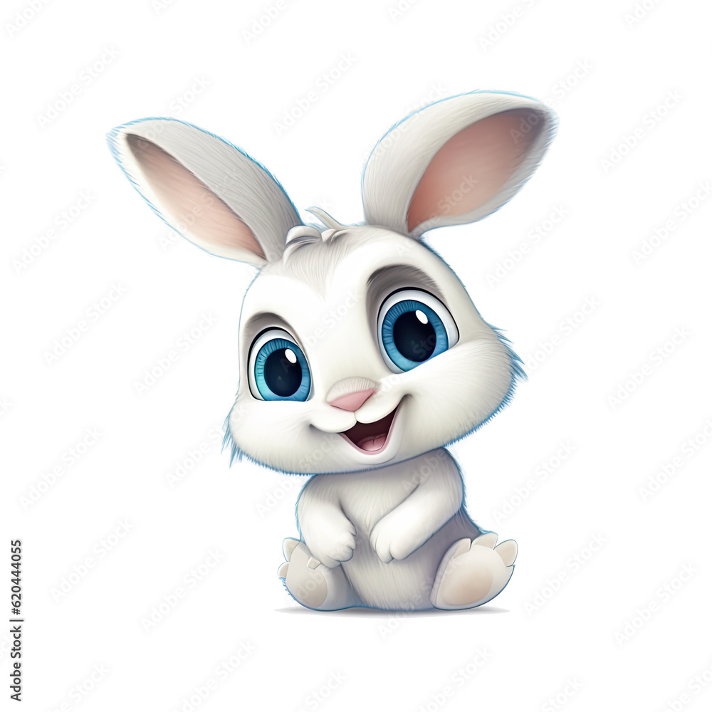 Obraz premium cute rabbit with big eyes AI generative