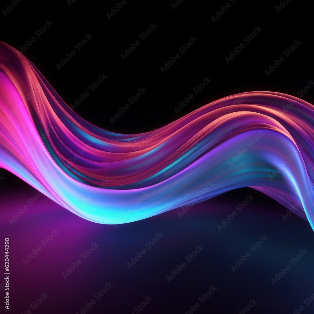 Fototapeta premium Visualization of sound waves. Abstract futuristic background with colorful glowing neon moving high speed wave lines and bokeh lights. Data transfer concept. Fantastic wallpaper. Generative AI