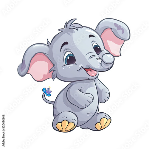 cute elephant  cartoon character AI generative