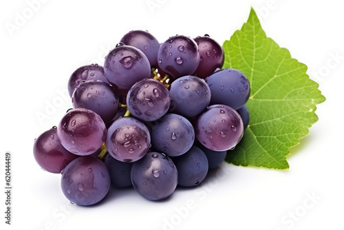 Dark blue grape isolated on white background. (ai generated)