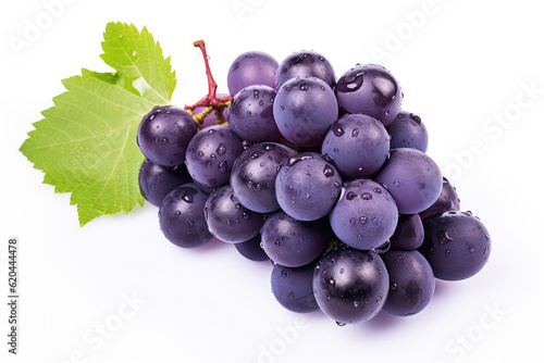 Dark blue grape isolated on white background. (ai generated)