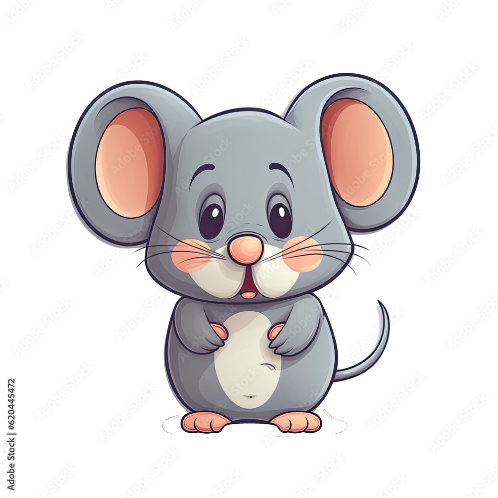 Cute mouse with big eyes AI generative
