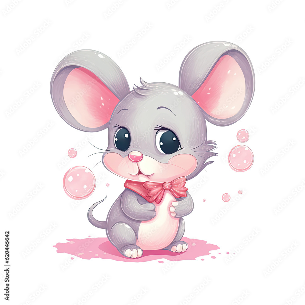 Cute mouse with big eyes AI generative Cute mouse with big eyes AI generative