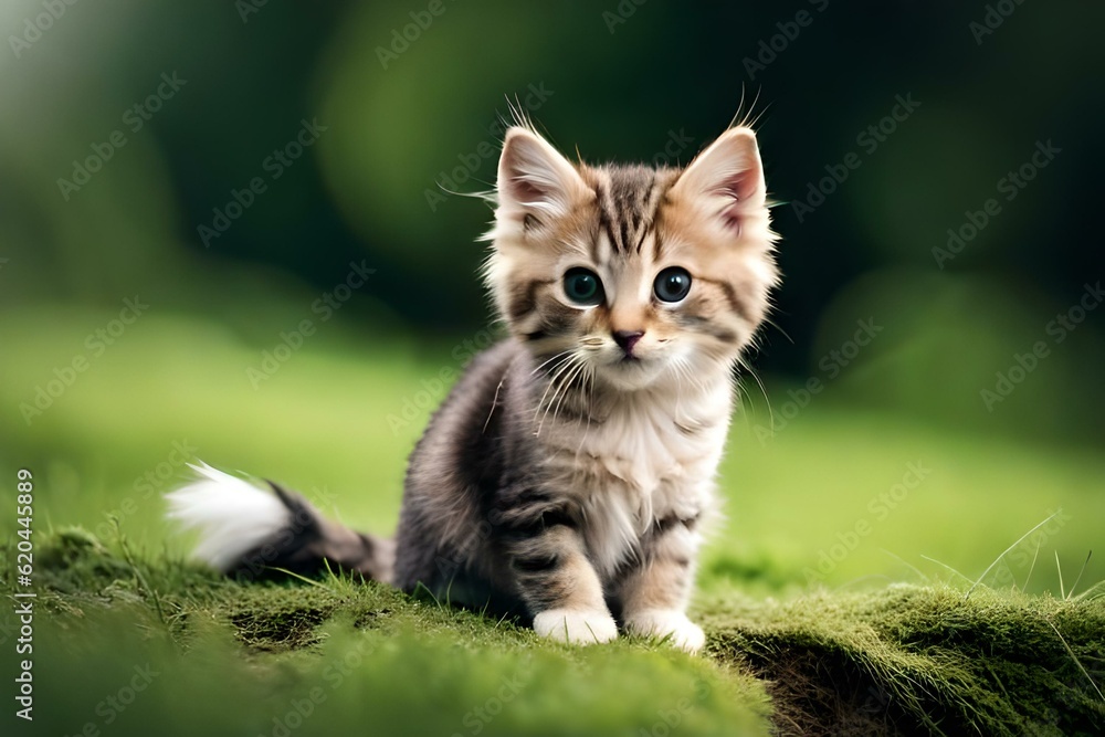 kitten on grass