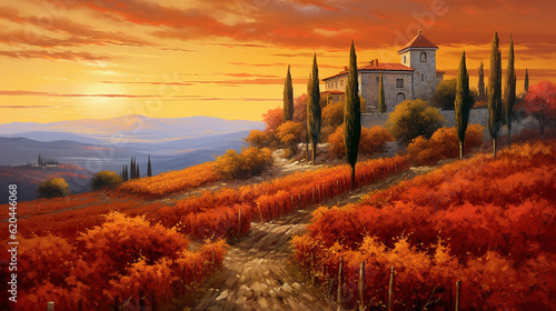 Mediterranean landscape autumn Tuscan landscape . 
