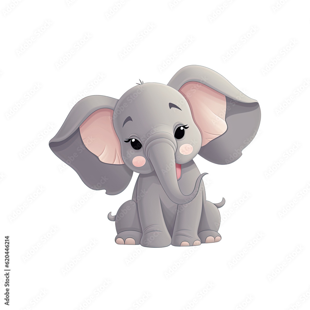 cute elephant with big eyes AI generative