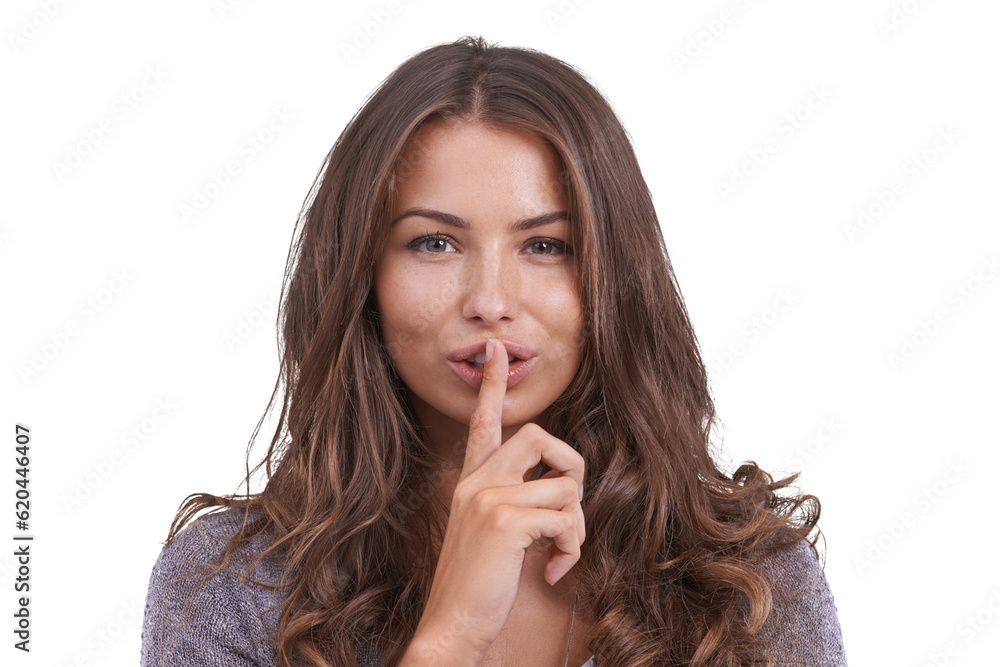 Secret, portrait and woman to whisper with gossip, news or emoji with privacy on isolated, transparent or png background. Hand, finger for silence and gesture for confidential information or hush Secret, portrait and woman to whisper with gossip, news or emoji with privacy on isolated, transparent or png background. Hand, finger for silence and gesture for confidential information or hush
